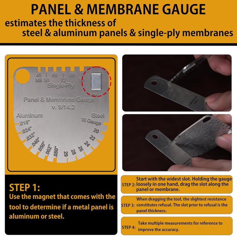 seacses Upgraded Panel & Membrane Gauge Shingle, Replaces Shingle Gauge, Measuring Thickness and Metal, Thickness for Metal Roofing and Membrane Roofing Single Double Ply - Image 3